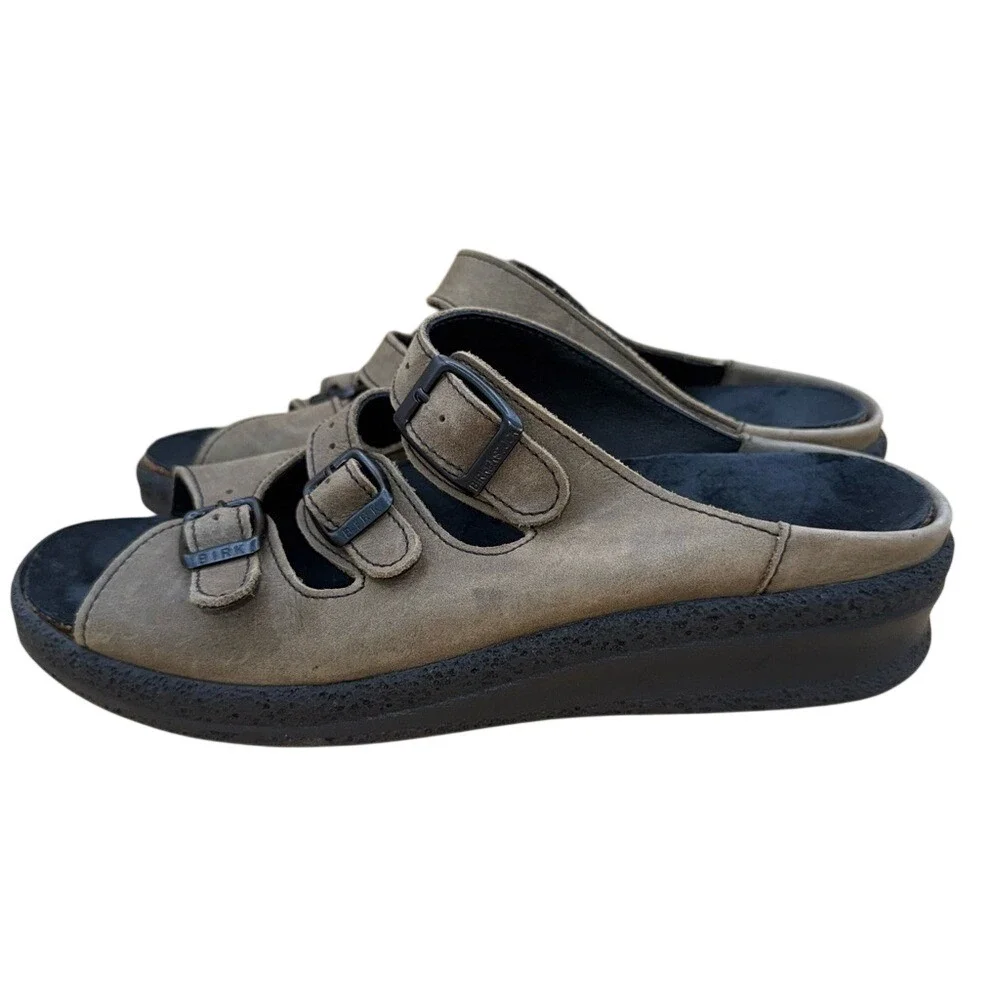 Birkenstock Tatami 3 Strap  Buckle Slide Sandals, Brown Nubuck Women's‎ 7 EUC
